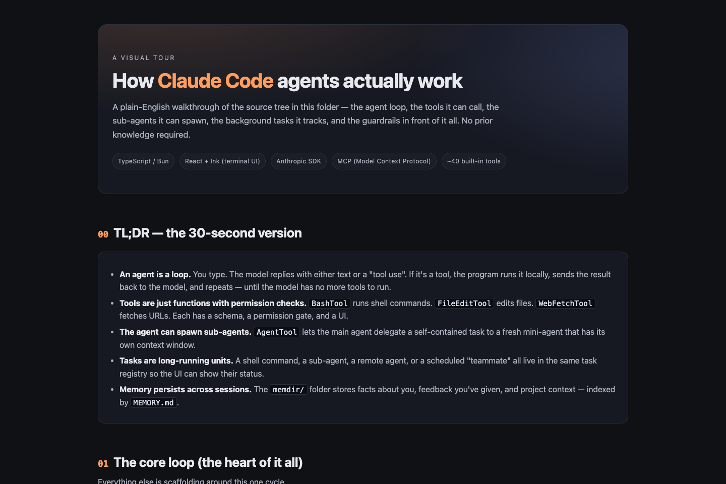 Screenshot of the Claude Code agents visual explainer mini app